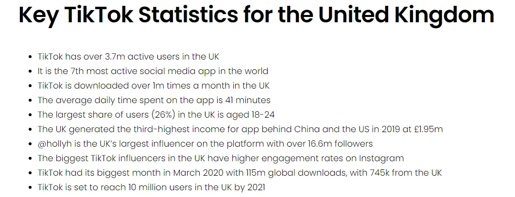 Key TikTok Stats for UK