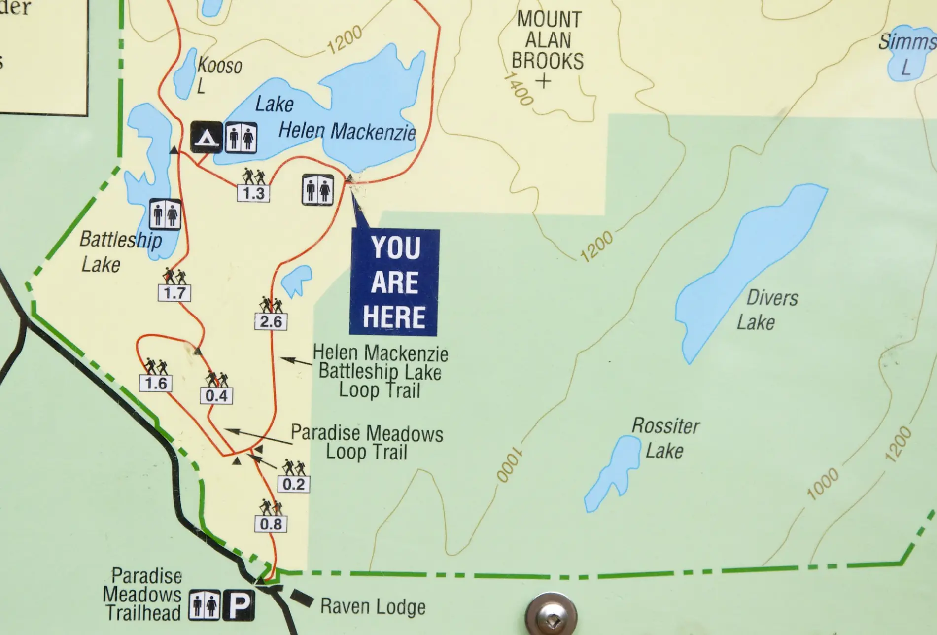 Map of a wilderness area with a blue