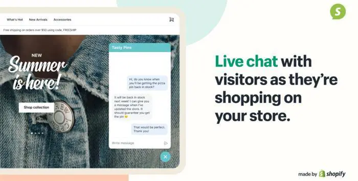 A screenshot of Shopify's live chat option.