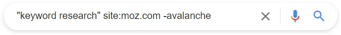 Keyword research Google search with search operators.