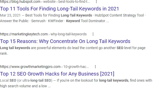 Google SERP for intitle: