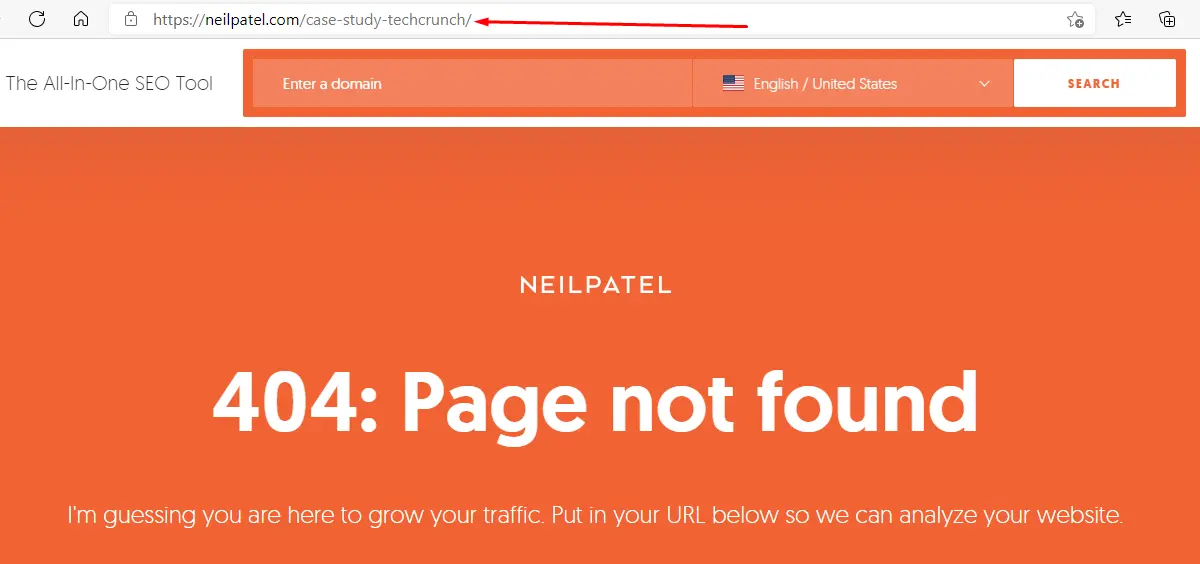 404 page on neilpatel.com