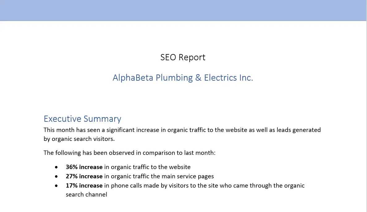 SEO report for AlphaBeta plumbing and electrics inc.