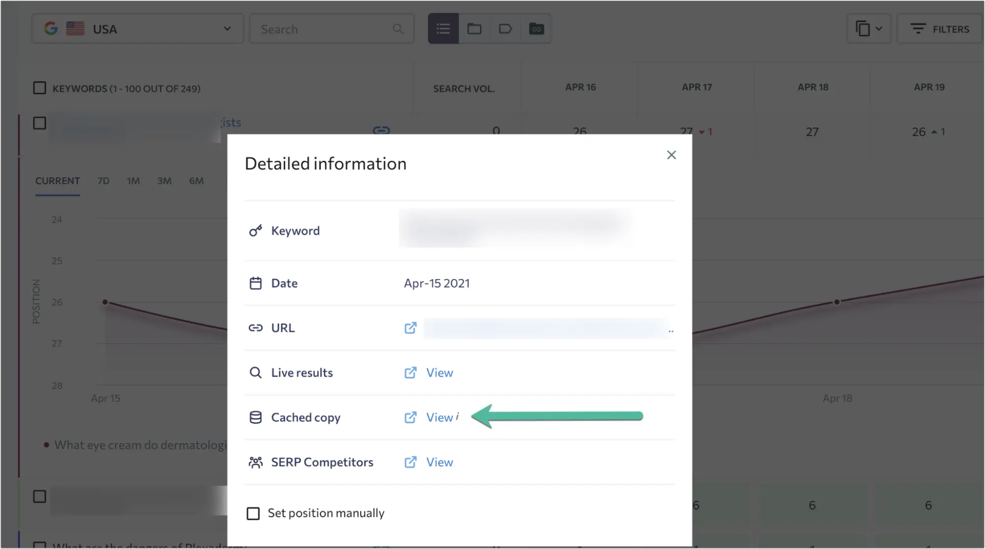 Screenshot of SE Ranking dashboard.