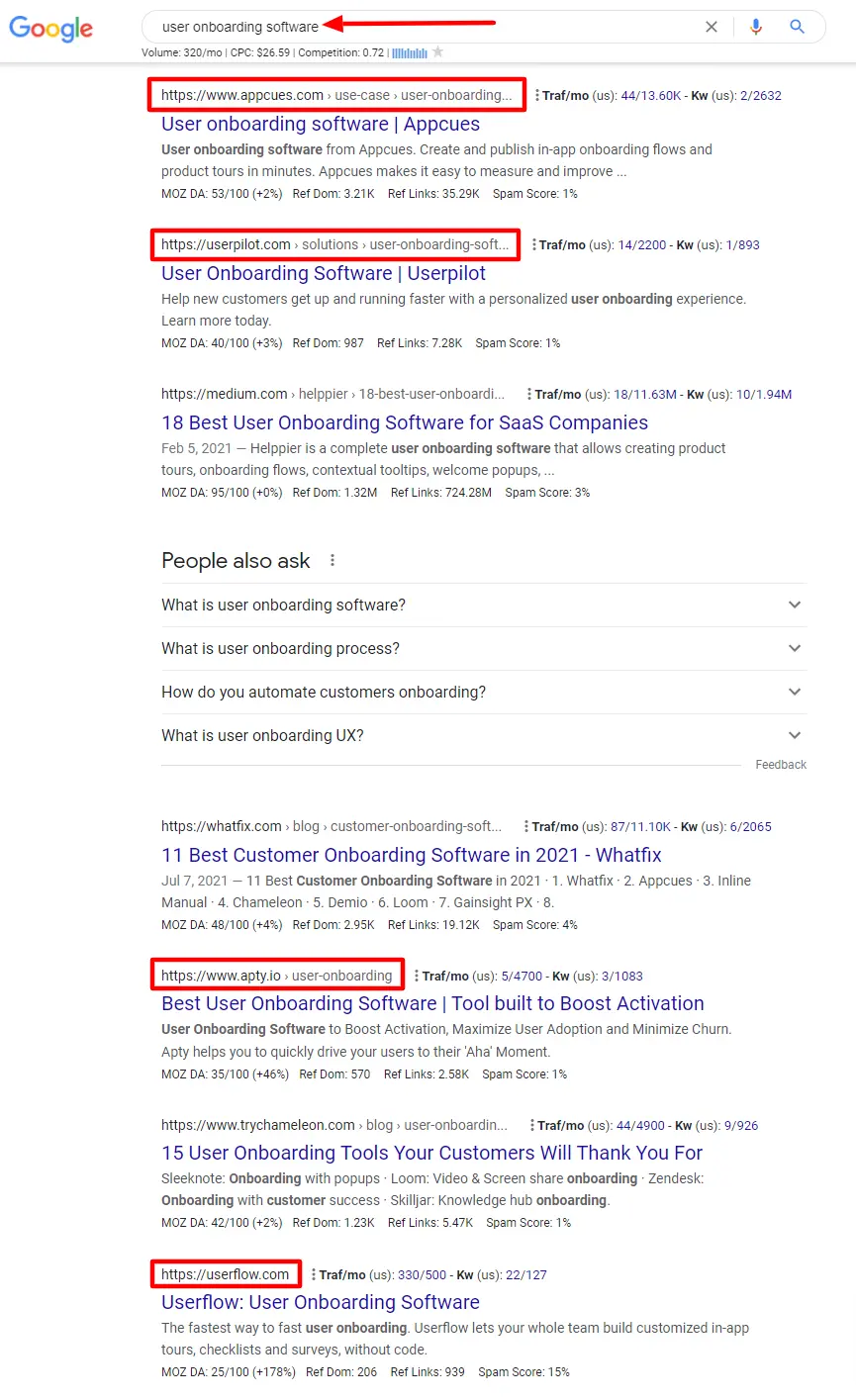 google search results for "user onboarding software"
