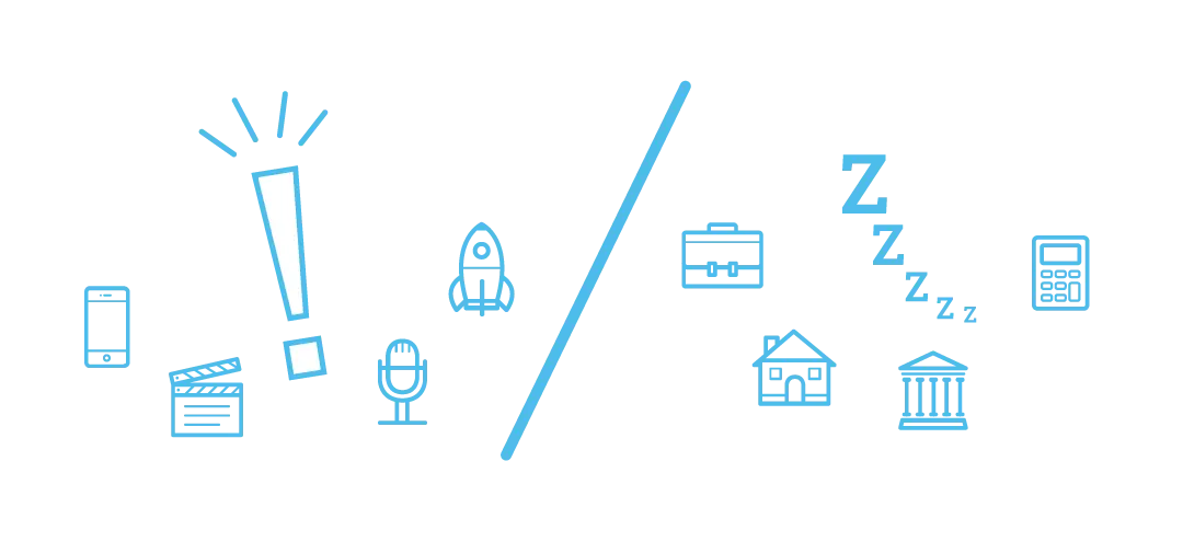 Illustration of boring vs exciting industries
