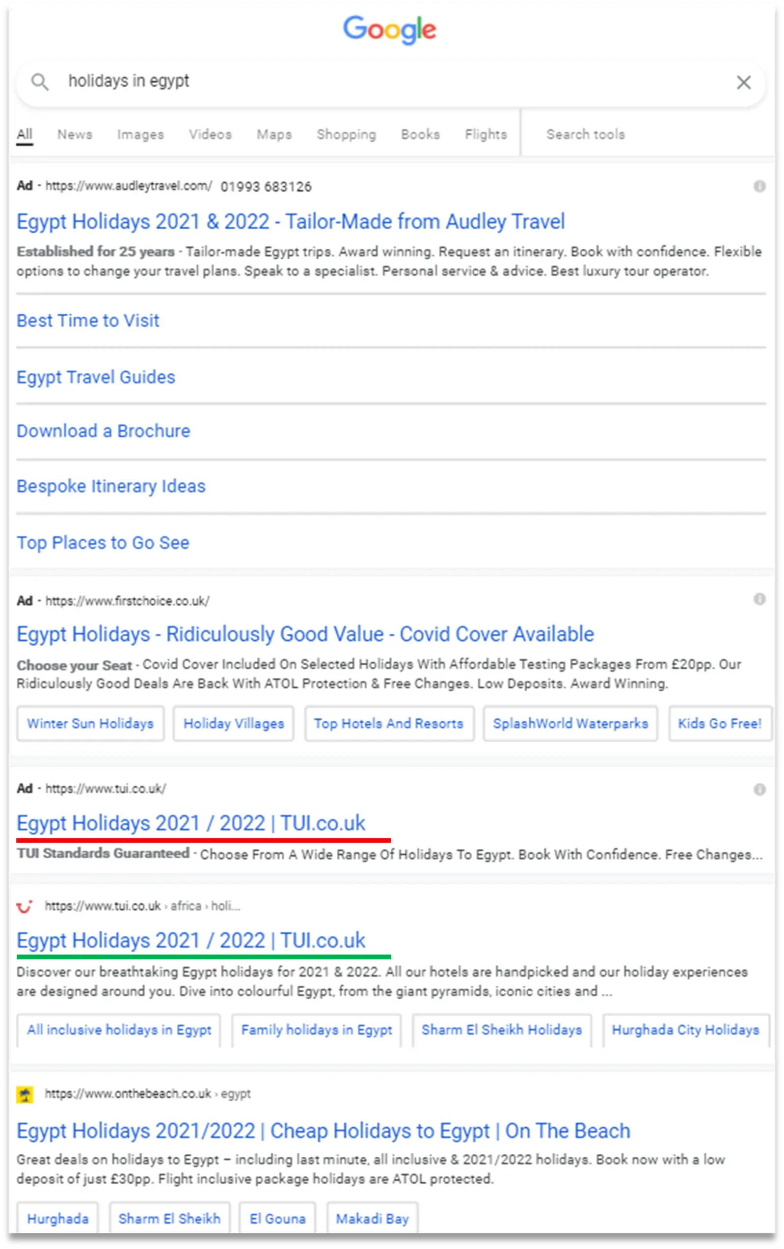 Example of how SEO can be inspired by best performing SEA ads.