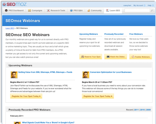 SEOmoz Webinar