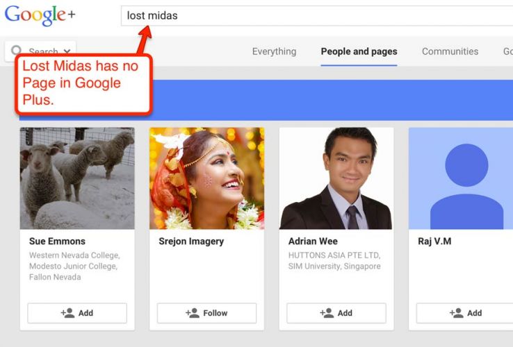 searching for band's google plus page