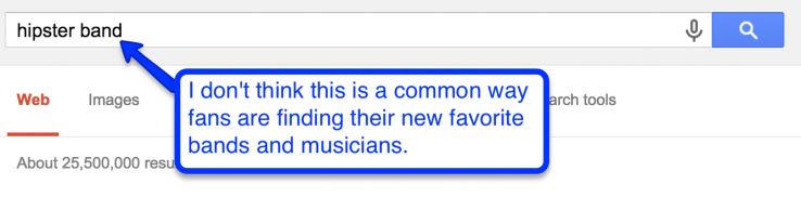 searching for bands on google