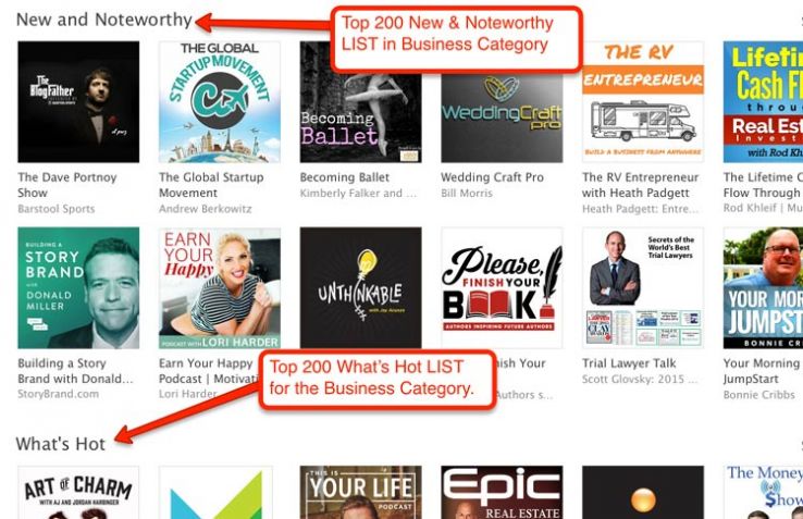 Category lists in iTunes.