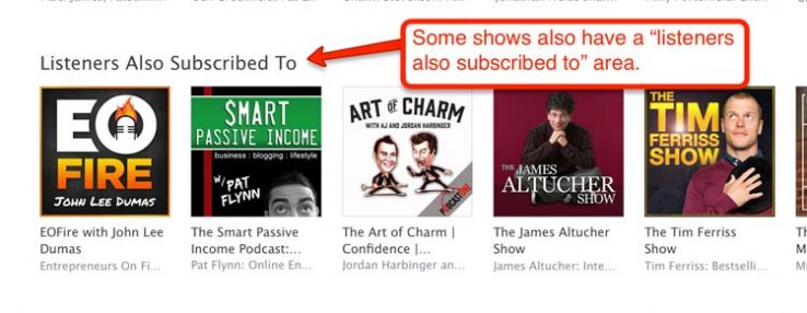 "Listeners also subscribed to" section in iTunes.