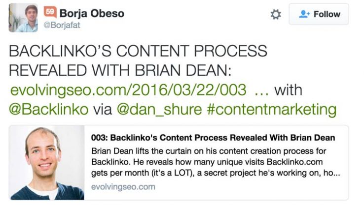 Tweet sharing podcast info.