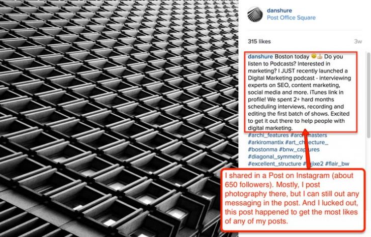 Instagram post sharing podcast info.