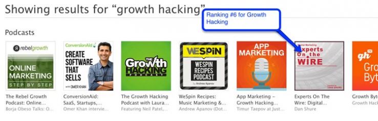 iTunes results for "growth hacking"