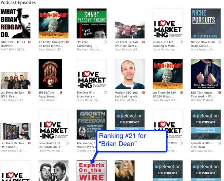 iTunes results for "Brian Dean"