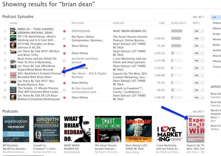Itunes results for Brian Dean