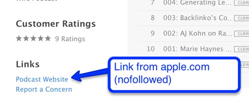 Nofollowed link from Apple
